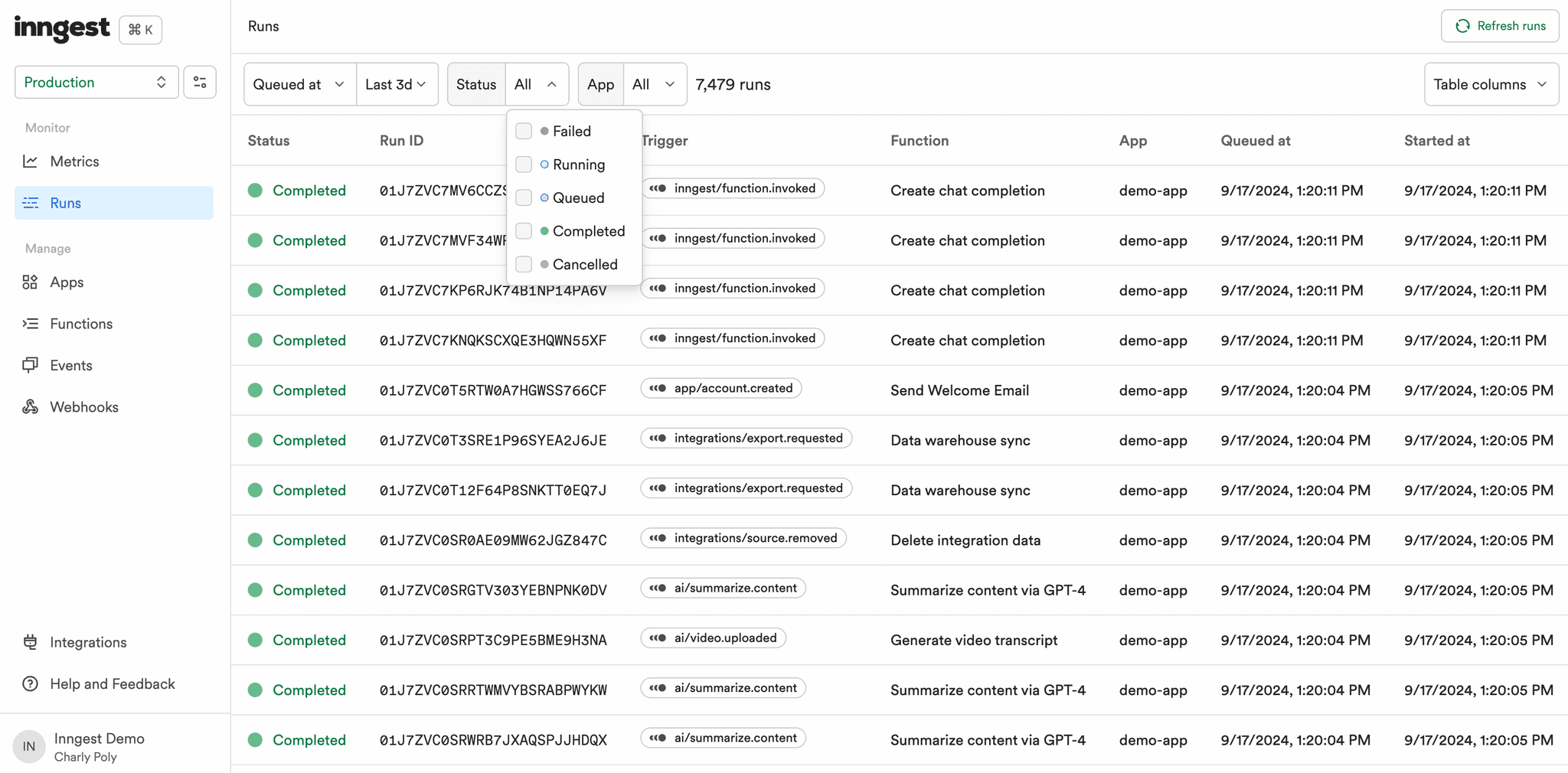Inspect Function Runs | Step Traces & Debug Views - Inngest Docs