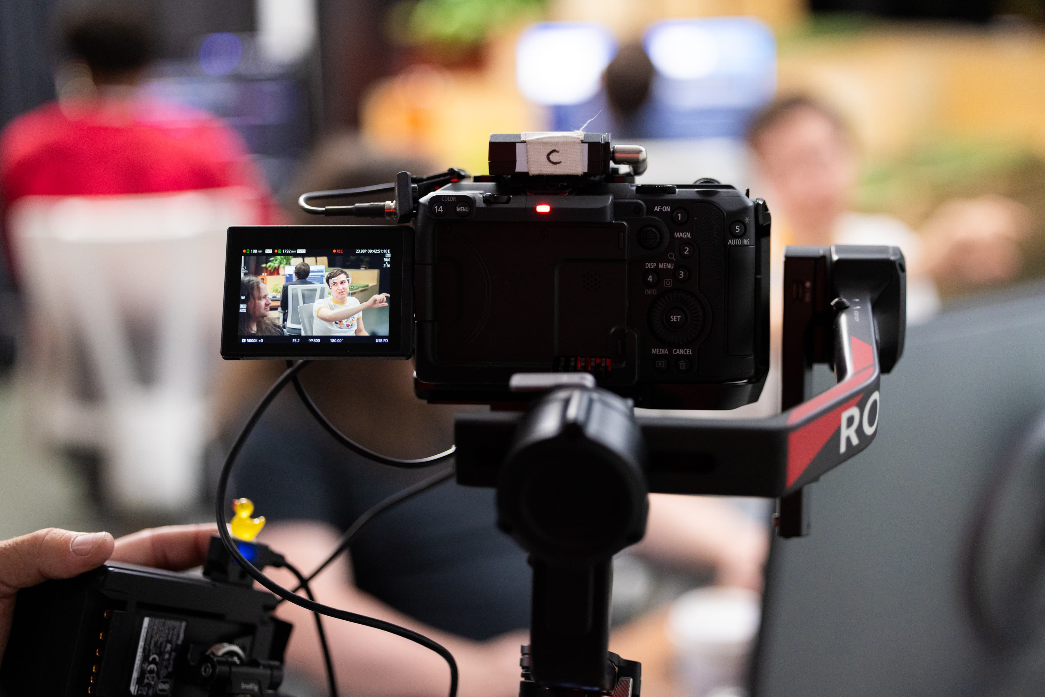A camera filming the Web Dev Challenge