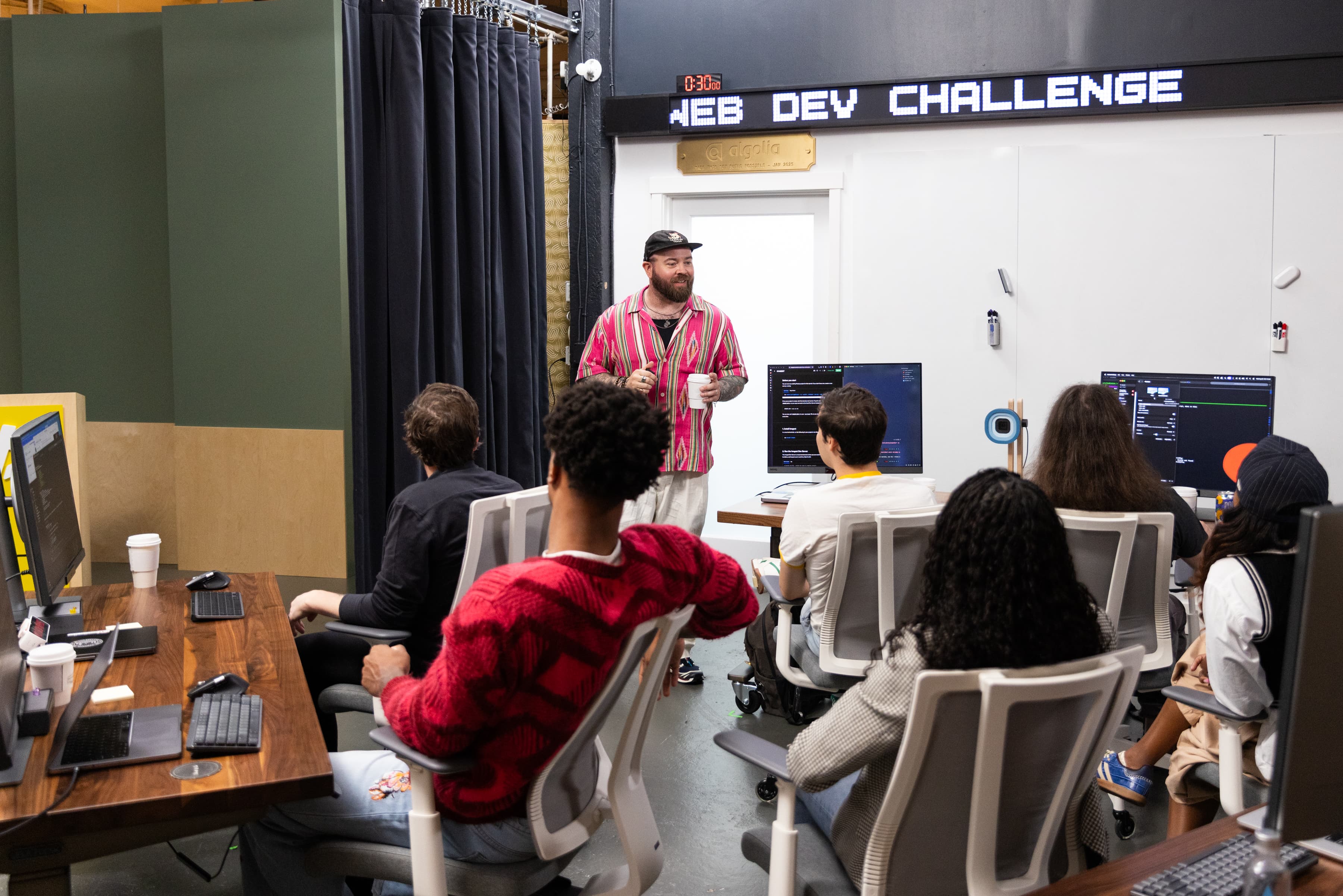 A briefing under the Web Dev Challenge clock
