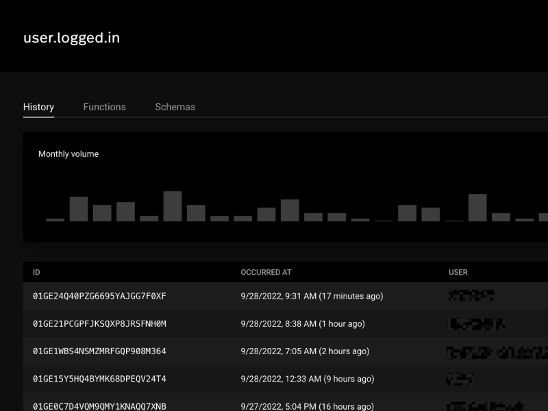 Screenshot showing Inngest Cloud's event logs